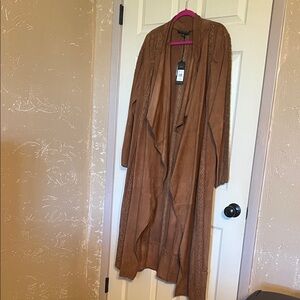 Idyllwind Brown Faux Suede Leather Duster Jacket XL